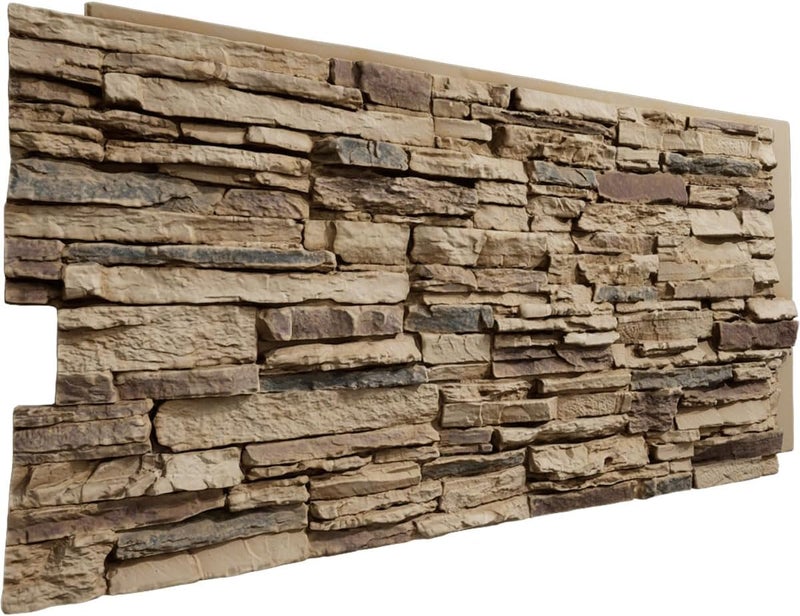Ekena Millwork EverStone Canyon Ridge Faux Stone Panel, 45 3/4"W x 24 1/2"H x 1 1/4"D, Adobe Color - Image 3
